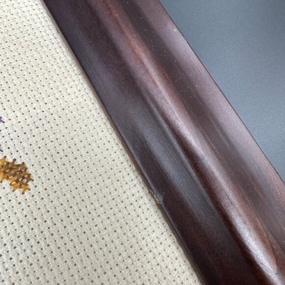 Handmade Floral Welcome Wall Hanging Framed Cross Stitch Art Granny Chic Decor - Picture 6 of 12